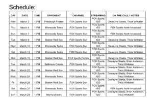 Fox Sports Spring 2021 schedule