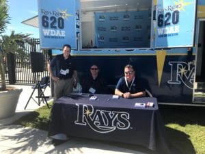 Rays Radio broadcast announcers Neil Solondz, Andy Freed and Dave Wills in Port Charlotte. Photo taken February 2020