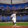 Chris Archer throwing warmup pitches at Tropicana Field