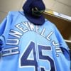 Brent Honeywell's jersey hanging in his locker before his MLB debut