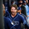 Rays outfielder Brett Phillips after scoring from second base on a pair of errors