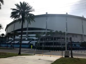 A picture of the exterior of Tropicana Field, home of the Tampa Bay Rays