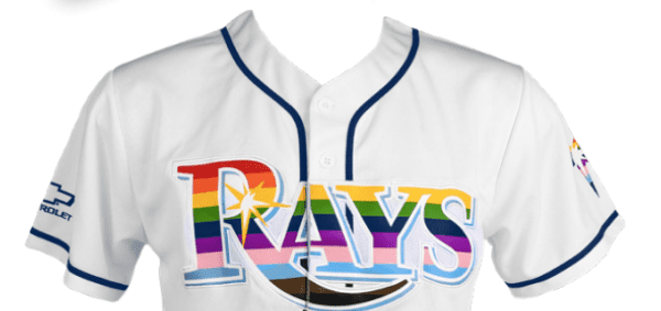 A picture of the jersey giveaway for Rays Pride Night, scheduled for June 8, 2024